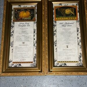 Butter Brand Pumpkin Pie Recipe Art with Gold Frame
